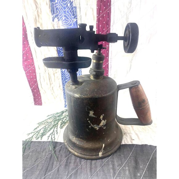 Otto Bernz Other - Vintage Brass Blow Torch Otto Bernz With Wooden Handle & Adjustable Valve